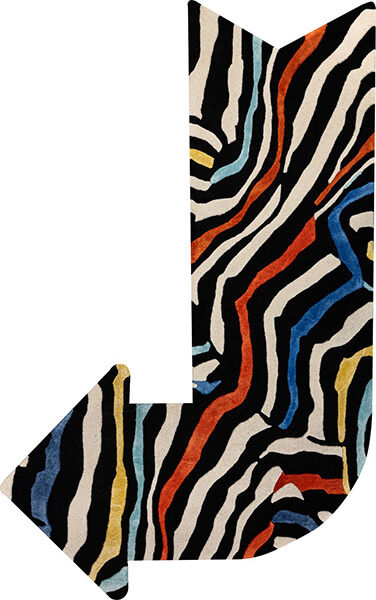 Индийский ковер из эвкалиптового шёлка и шерсти VELVET MIRAGE SIGN FUNKY ZEBRA